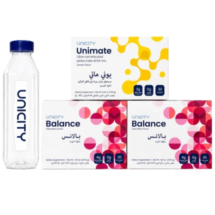 feel-great-30-day-program-unimate-lemon-2-balance-mixed-berry-packs-with-unicity-bottle